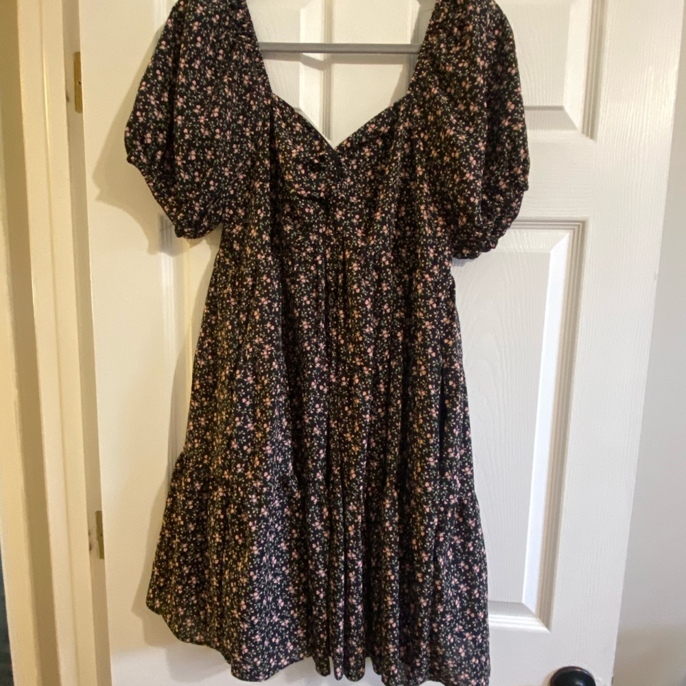English Factory Black and Pink Floral Dress
